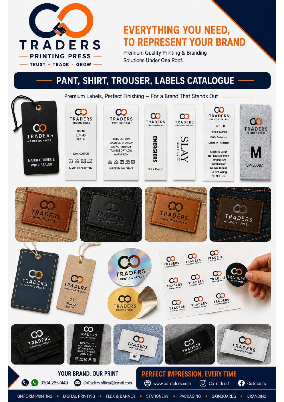 Pant / Shirt Labels catalogue page