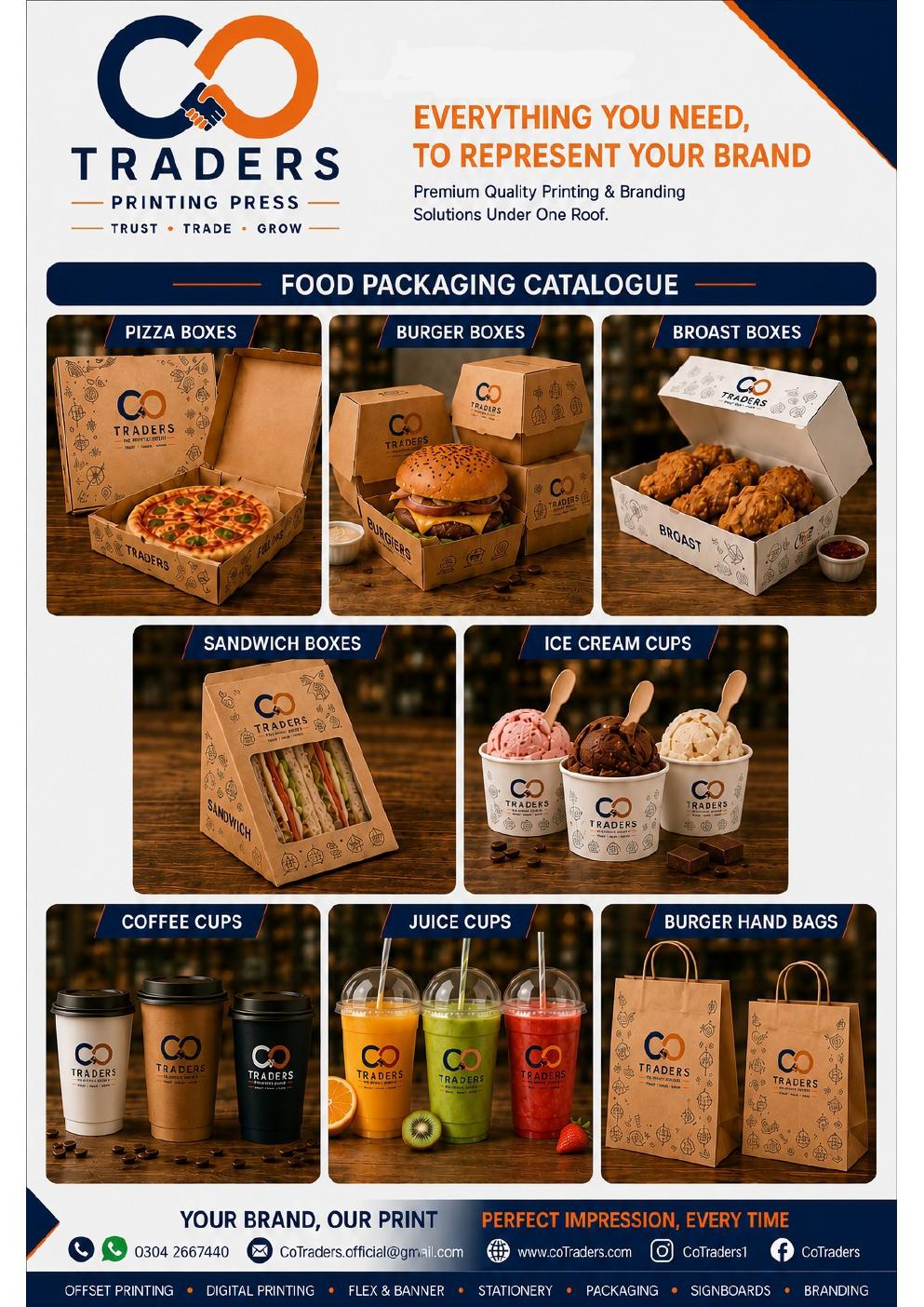 CO Traders products and food packaging